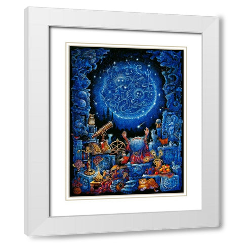 Astrologer 2 White Modern Wood Framed Art Print with Double Matting by Bell, Bill