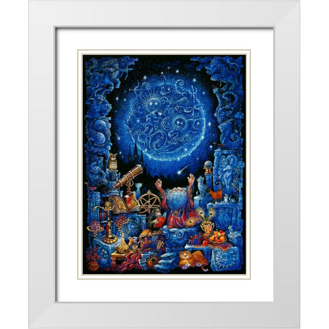 Astrologer 2 White Modern Wood Framed Art Print with Double Matting by Bell, Bill