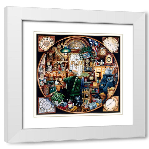 ... World Enough And Time White Modern Wood Framed Art Print with Double Matting by Bell, Bill