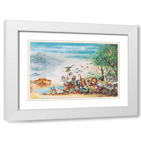 Noah And Friends (Part 1) White Modern Wood Framed Art Print with Double Matting by Bell, Bill