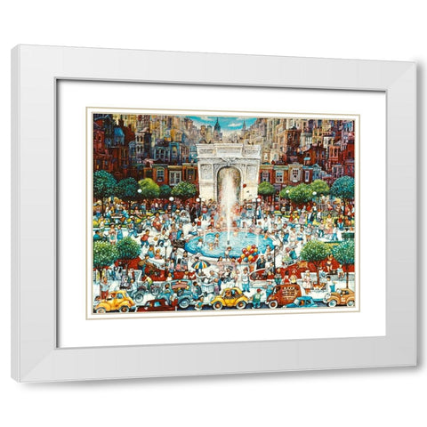 Washington Square White Modern Wood Framed Art Print with Double Matting by Bell, Bill