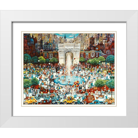 Washington Square White Modern Wood Framed Art Print with Double Matting by Bell, Bill