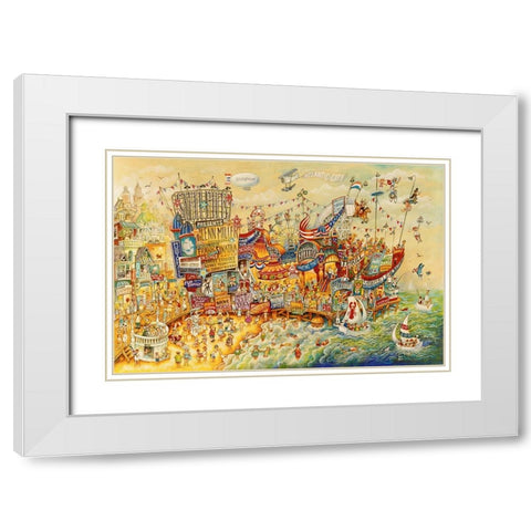 Steel Pier Memories White Modern Wood Framed Art Print with Double Matting by Bell, Bill