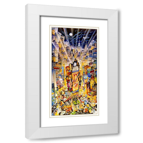 Showtime On Broadway White Modern Wood Framed Art Print with Double Matting by Bell, Bill