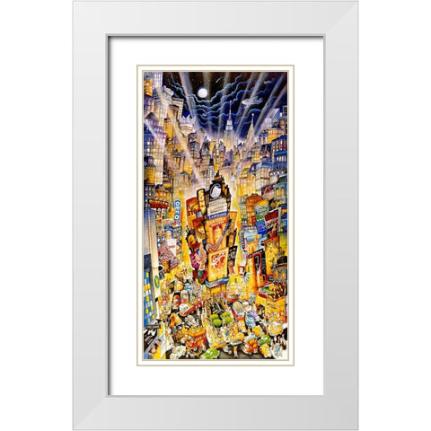 Showtime On Broadway White Modern Wood Framed Art Print with Double Matting by Bell, Bill