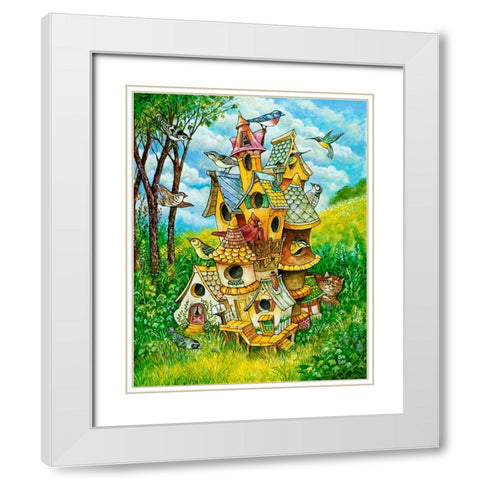 Tweeties Condo White Modern Wood Framed Art Print with Double Matting by Bell, Bill