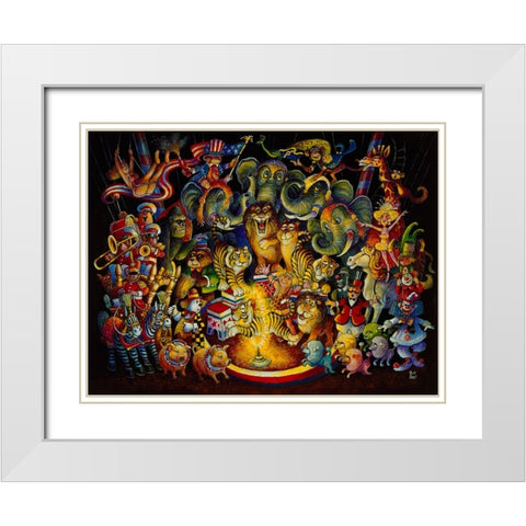 Animal Act White Modern Wood Framed Art Print with Double Matting by Bell, Bill