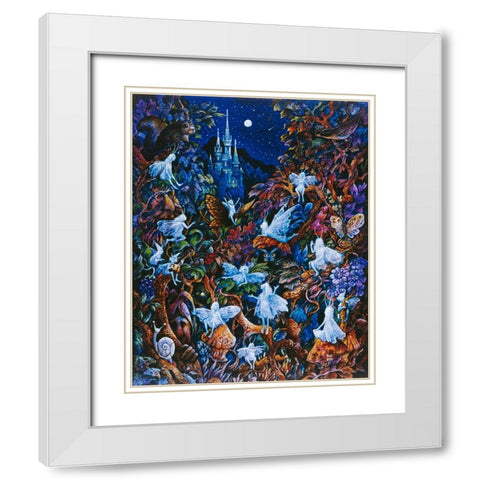 Blue Fairies White Modern Wood Framed Art Print with Double Matting by Bell, Bill