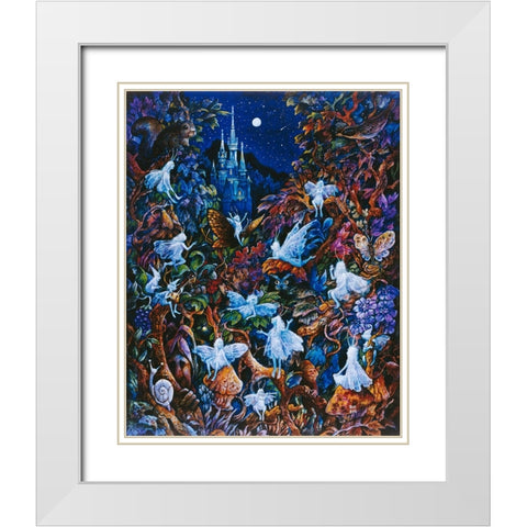 Blue Fairies White Modern Wood Framed Art Print with Double Matting by Bell, Bill