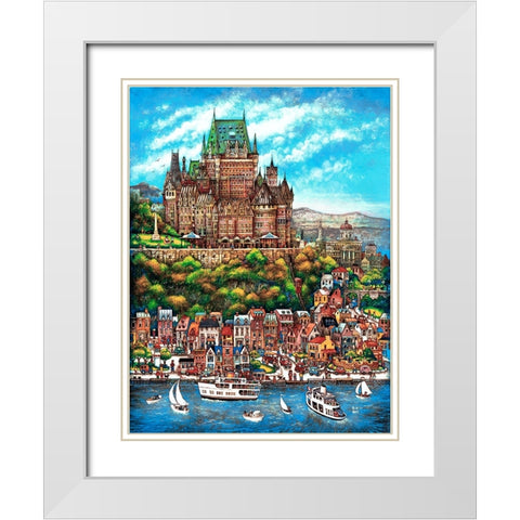 Quebec City White Modern Wood Framed Art Print with Double Matting by Bell, Bill