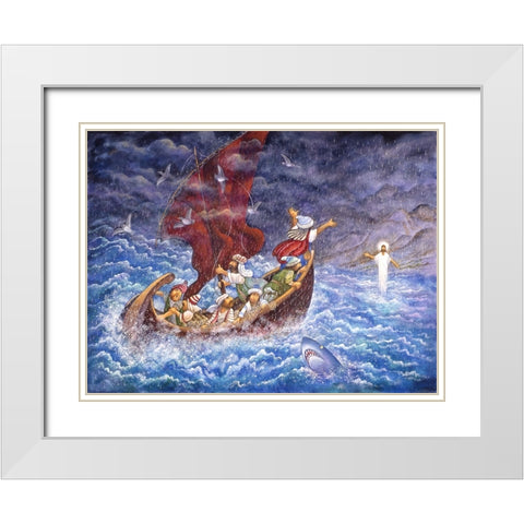 Calming Sea White Modern Wood Framed Art Print with Double Matting by Bell, Bill
