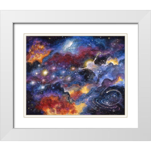 Creation Of Universe White Modern Wood Framed Art Print with Double Matting by Bell, Bill