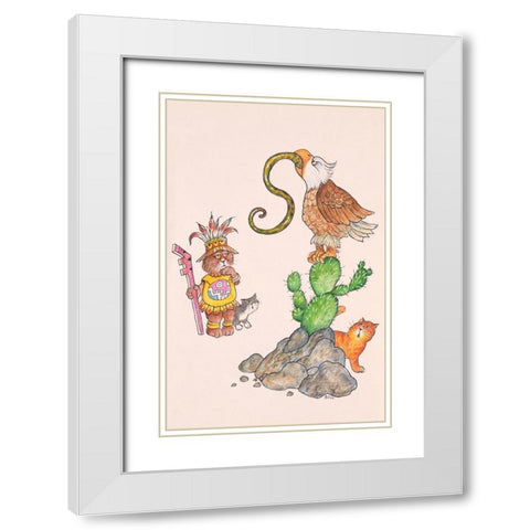 Cat History 2 White Modern Wood Framed Art Print with Double Matting by Bell, Bill