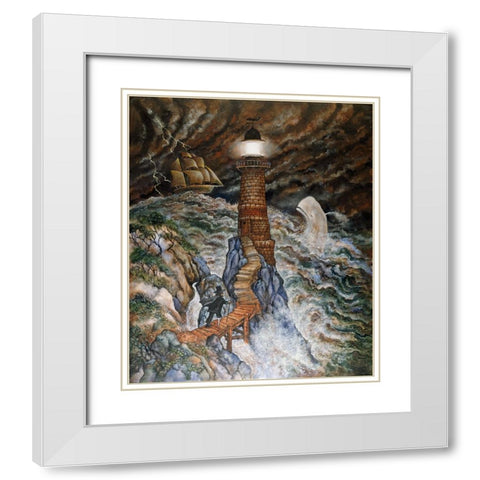 Ahabs Light White Modern Wood Framed Art Print with Double Matting by Bell, Bill