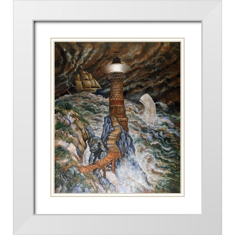 Ahabs Light White Modern Wood Framed Art Print with Double Matting by Bell, Bill