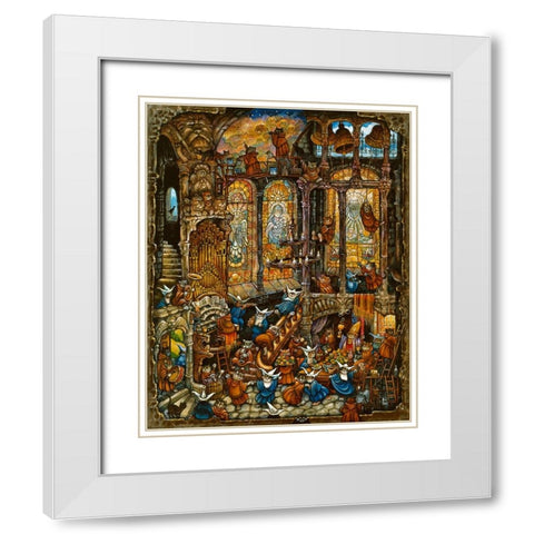 Holy Cats 2 W/ Nuns White Modern Wood Framed Art Print with Double Matting by Bell, Bill