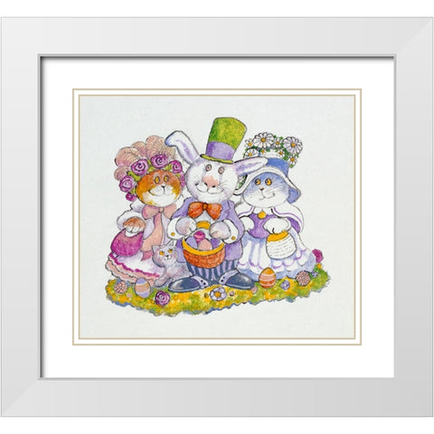 Easter Bunny White Modern Wood Framed Art Print with Double Matting by Bell, Bill