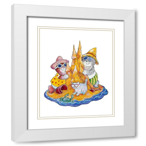 Taking Baby For A Walk White Modern Wood Framed Art Print with Double Matting by Bell, Bill