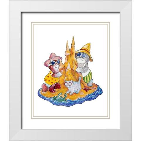 Taking Baby For A Walk White Modern Wood Framed Art Print with Double Matting by Bell, Bill