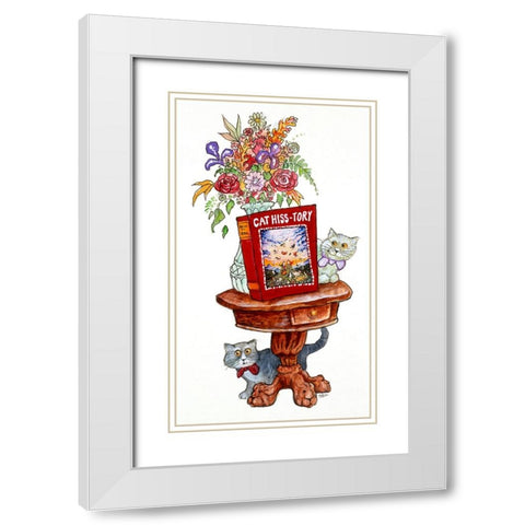 Cat Hiss-Tory Stand White Modern Wood Framed Art Print with Double Matting by Bell, Bill