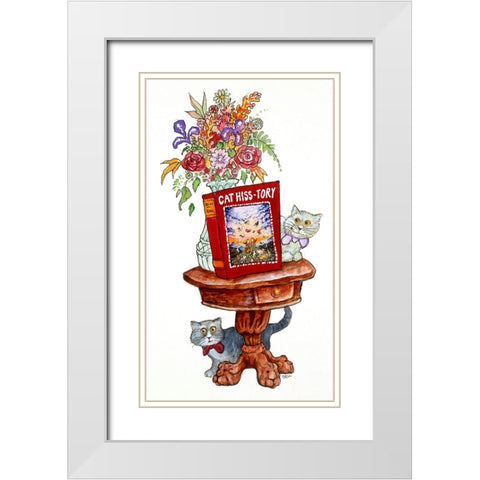 Cat Hiss-Tory Stand White Modern Wood Framed Art Print with Double Matting by Bell, Bill