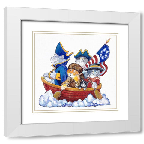 Potomac Cats White Modern Wood Framed Art Print with Double Matting by Bell, Bill