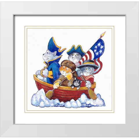 Potomac Cats White Modern Wood Framed Art Print with Double Matting by Bell, Bill