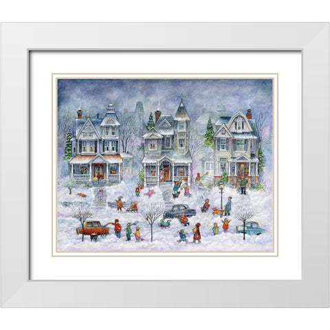 Snowy Streets White Modern Wood Framed Art Print with Double Matting by Bell, Bill