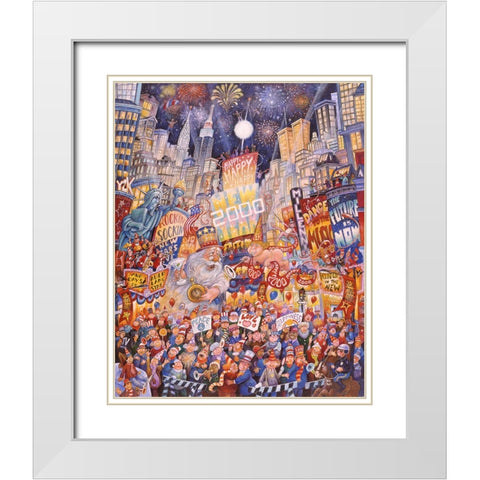 Happy New Year 2000 White Modern Wood Framed Art Print with Double Matting by Bell, Bill