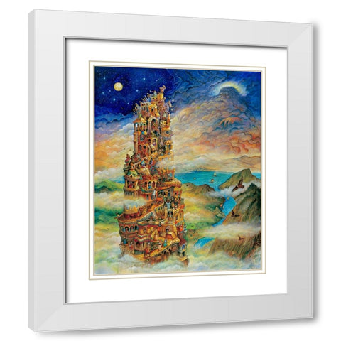 Tower Of Babel 2 White Modern Wood Framed Art Print with Double Matting by Bell, Bill
