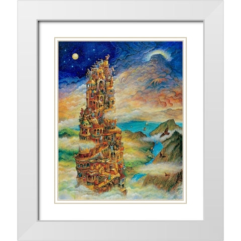 Tower Of Babel 2 White Modern Wood Framed Art Print with Double Matting by Bell, Bill