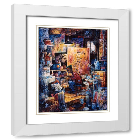 Jazz Man White Modern Wood Framed Art Print with Double Matting by Bell, Bill