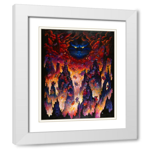 Horny Little Devils White Modern Wood Framed Art Print with Double Matting by Bell, Bill