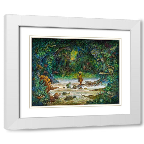 Noah And The Swamp Things White Modern Wood Framed Art Print with Double Matting by Bell, Bill