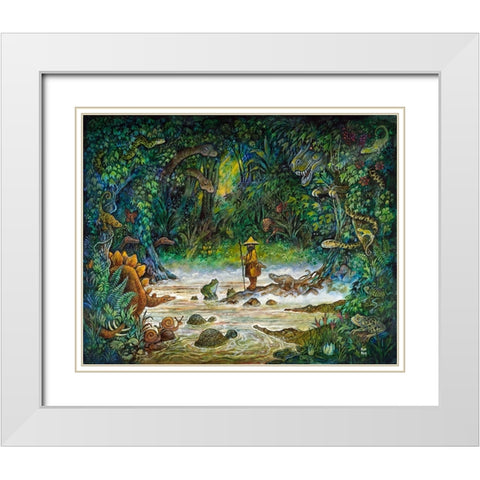 Noah And The Swamp Things White Modern Wood Framed Art Print with Double Matting by Bell, Bill