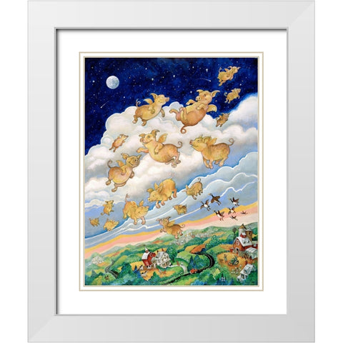 If Pigs Could Fly White Modern Wood Framed Art Print with Double Matting by Bell, Bill