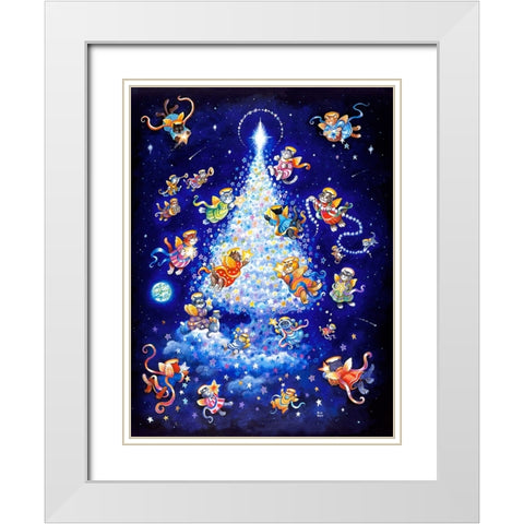 The Star Tree - Rectangle White Modern Wood Framed Art Print with Double Matting by Bell, Bill