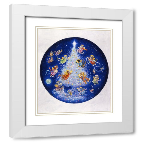 The Star Tree - Circle White Modern Wood Framed Art Print with Double Matting by Bell, Bill