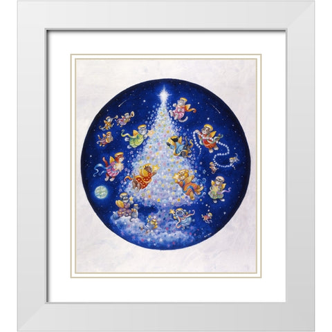 The Star Tree - Circle White Modern Wood Framed Art Print with Double Matting by Bell, Bill
