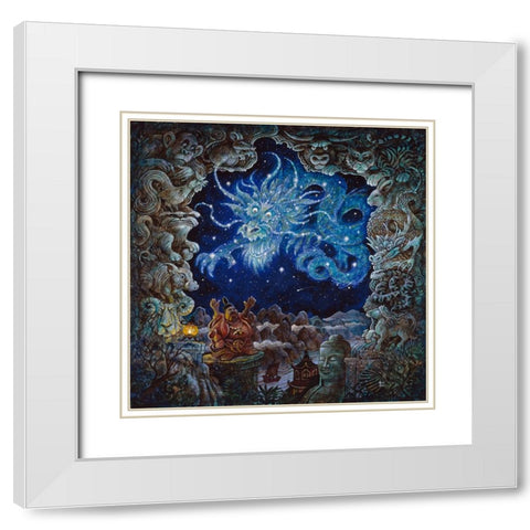 Star Dragon White Modern Wood Framed Art Print with Double Matting by Bell, Bill