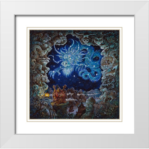 Star Dragon White Modern Wood Framed Art Print with Double Matting by Bell, Bill
