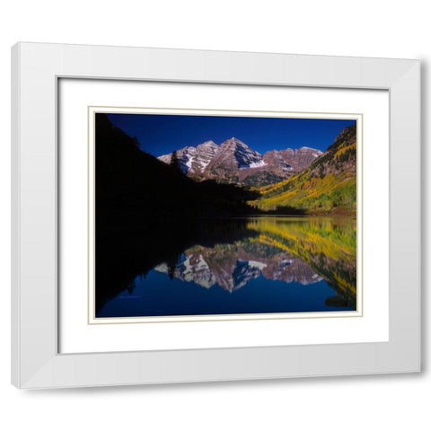 Autumn Majesty At Maroon Bells White Modern Wood Framed Art Print with Double Matting by Sherrell, Bill