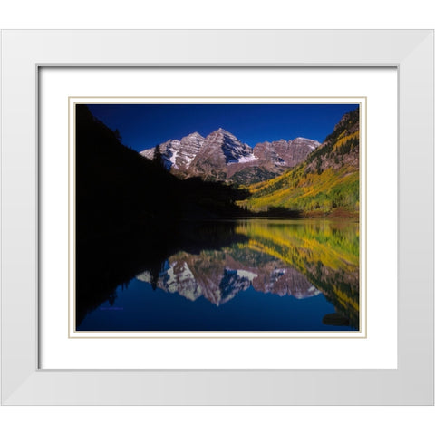 Autumn Majesty At Maroon Bells White Modern Wood Framed Art Print with Double Matting by Sherrell, Bill