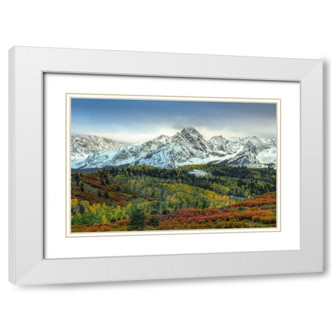 Autumn Prelude At Mount Sneffels White Modern Wood Framed Art Print with Double Matting by Sherrell, Bill