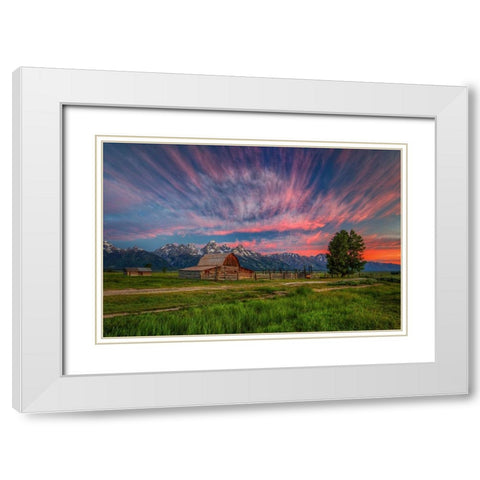 Beneath Teton Glory White Modern Wood Framed Art Print with Double Matting by Sherrell, Bill