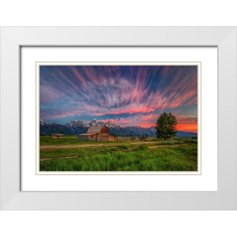 Beneath Teton Glory White Modern Wood Framed Art Print with Double Matting by Sherrell, Bill
