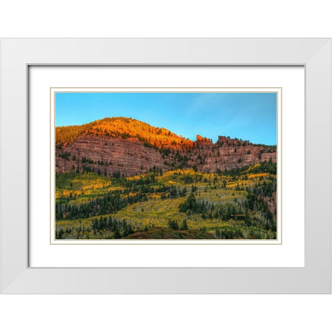 Cliffhanger Autumn White Modern Wood Framed Art Print with Double Matting by Sherrell, Bill