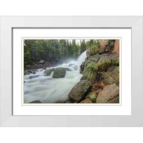 Horizontal Alberta Falls White Modern Wood Framed Art Print with Double Matting by Sherrell, Bill