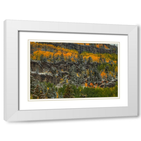 Ledges Of Gold White Modern Wood Framed Art Print with Double Matting by Sherrell, Bill