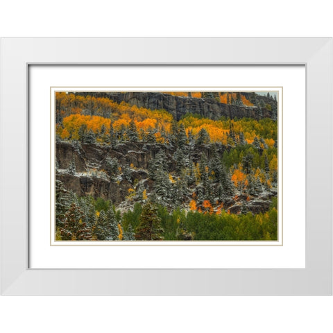 Ledges Of Gold White Modern Wood Framed Art Print with Double Matting by Sherrell, Bill